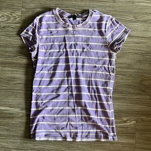 Ralph Lauren Women's Purple Striped Fitted T-Shirt - Size Small Petite